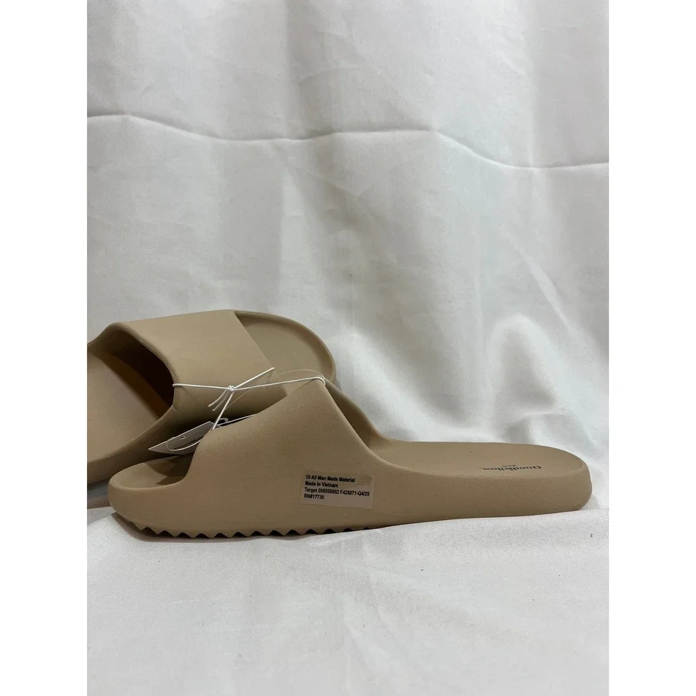 Goodfellow & Co Mens Slide Sandals Tan Beige Comfort Contour Footbed Size 10 NEW